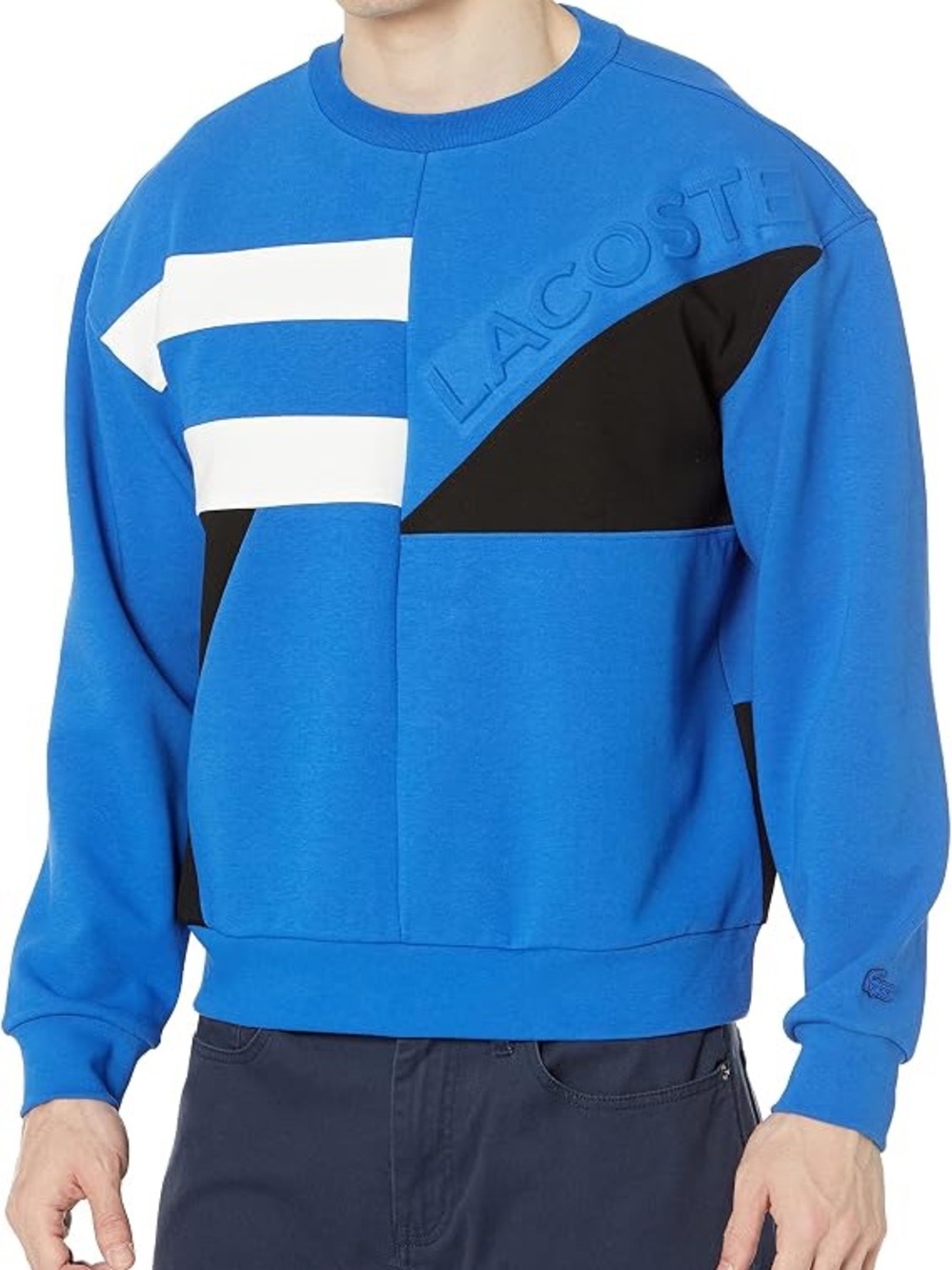 Lacoste Blue Crewneck Colorblock Graphic Men’s Sweatshirt